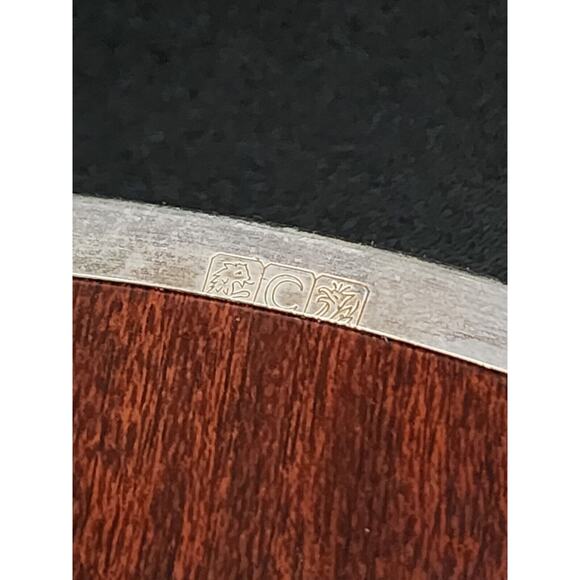 Vintage Crescent Modern Formica and Silver Plate Round Serving Bar Tray MCM 12" - Picture 6 of 6